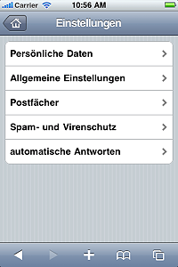 Einstellungen fr Postfacher, Spam- und Virenschutz
